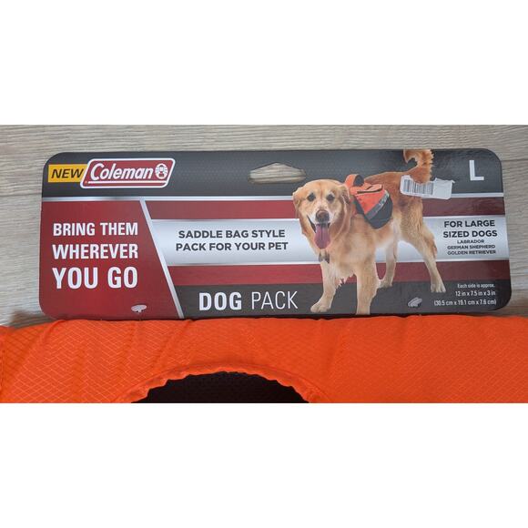 Coleman Large Dog Pack Saddle Bag Style Hiking Backpack Orange Reflective NEW - Picture 4 of 8